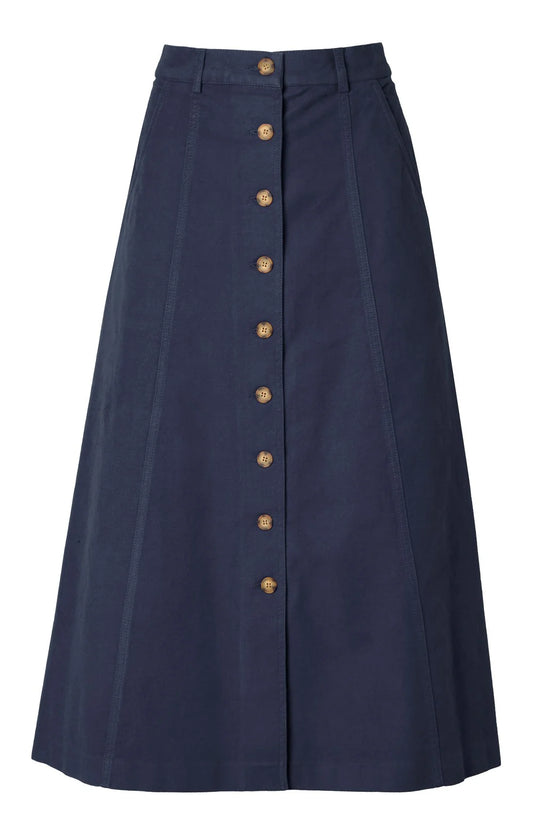 Ladies Stretch Moleskin Long Button Skirt