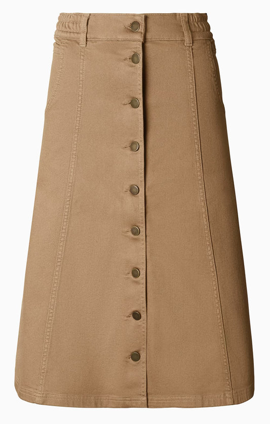 Ladies Button Through Stretch Denim Skirt