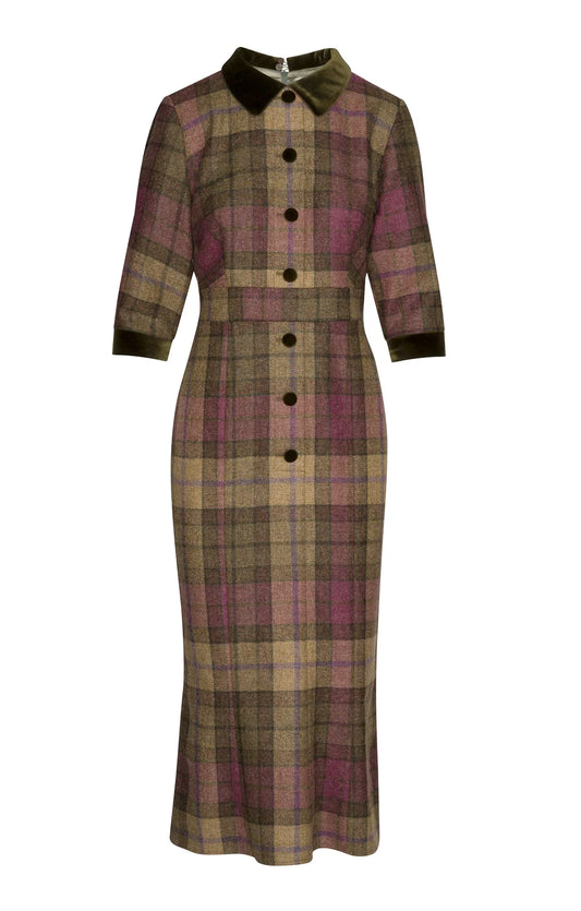Ladies British Tweed Fluted Dress